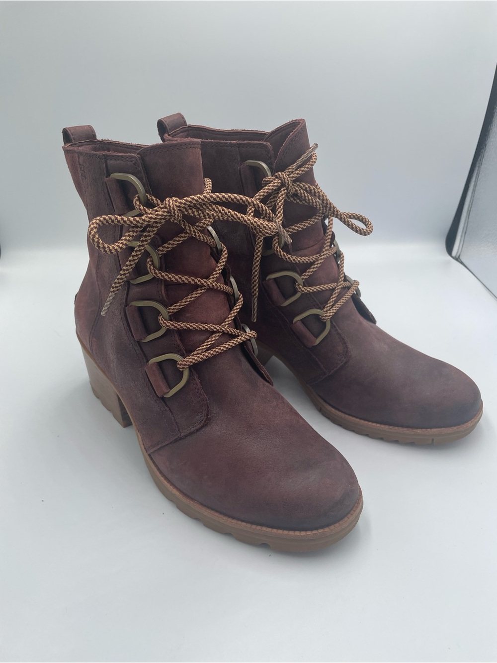 Sorel Cate Lace-up Boots Redwood Burgundy Size 9 - Picture 2 of 6